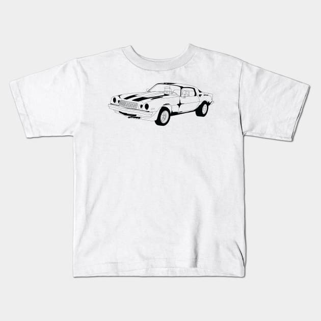 Camaro Bumble Bee Black Outline Kids T-Shirt by kindacoolbutnotreally